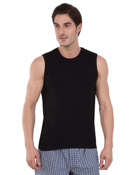Jockey Men's 9930 Gym Vest/Muscle Tee - Black, S