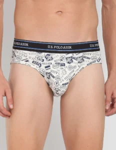 U S Polo Mens i615 Printed Stretch Brief Pack of 2