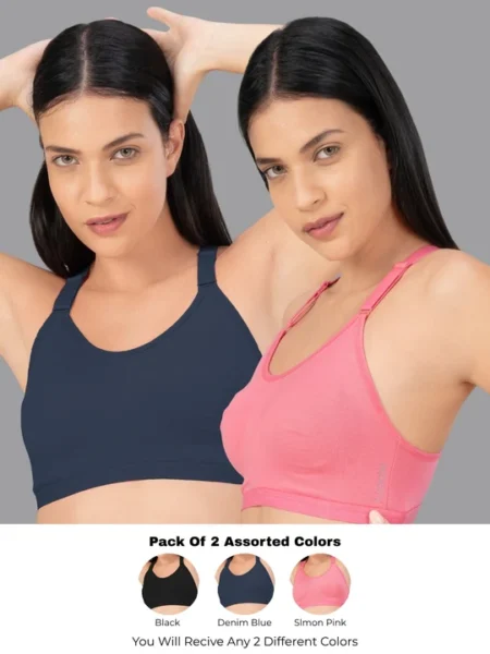 Lovable Women's L0124 Non Padded Sports Bra Pack of 2